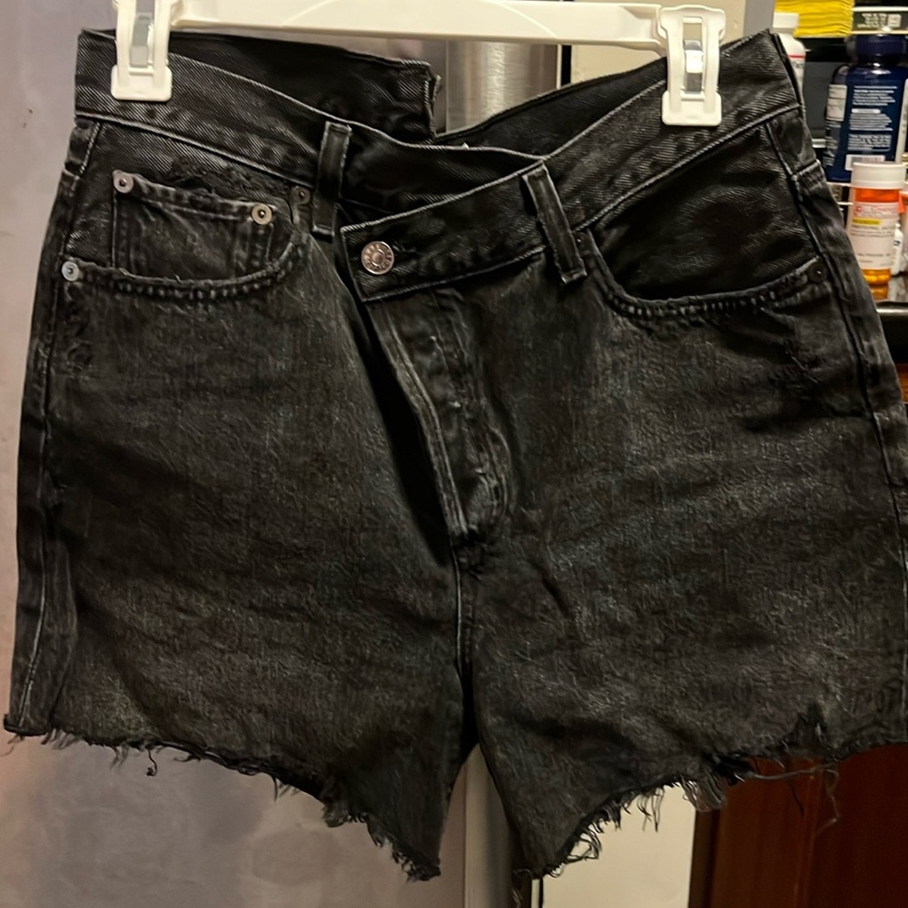 Agolde crisscross denim shorts